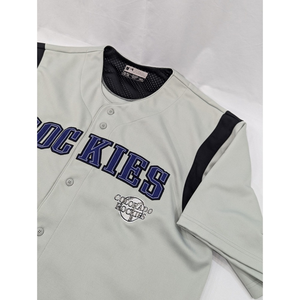 Vintage Colorado Rockies‎ True Fan Blank MLB Button-Up Black Jersey USA Size XL